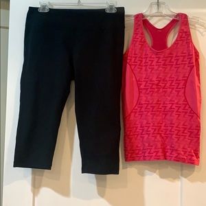 2 Zella; S Tank, M Yoga Pants